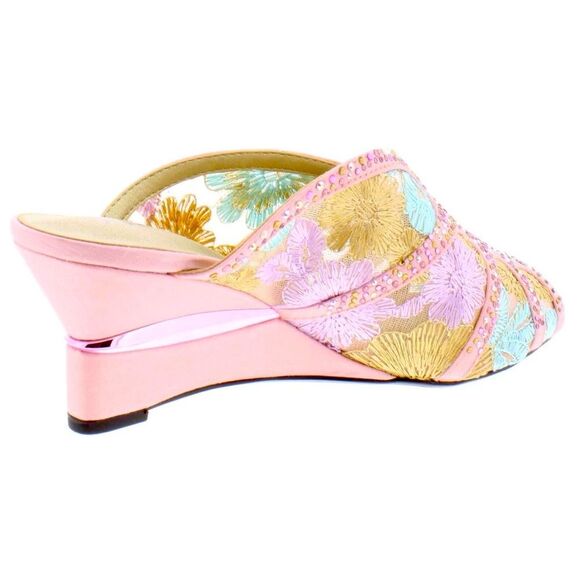 Floral Jeweled Pink Wedges Gail Womens Size 6.5 EUC - Picture 1 of 13